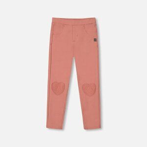 Deux Par Deux Fleece Treggings With Knee Patch Pink Cinnamon kids pants